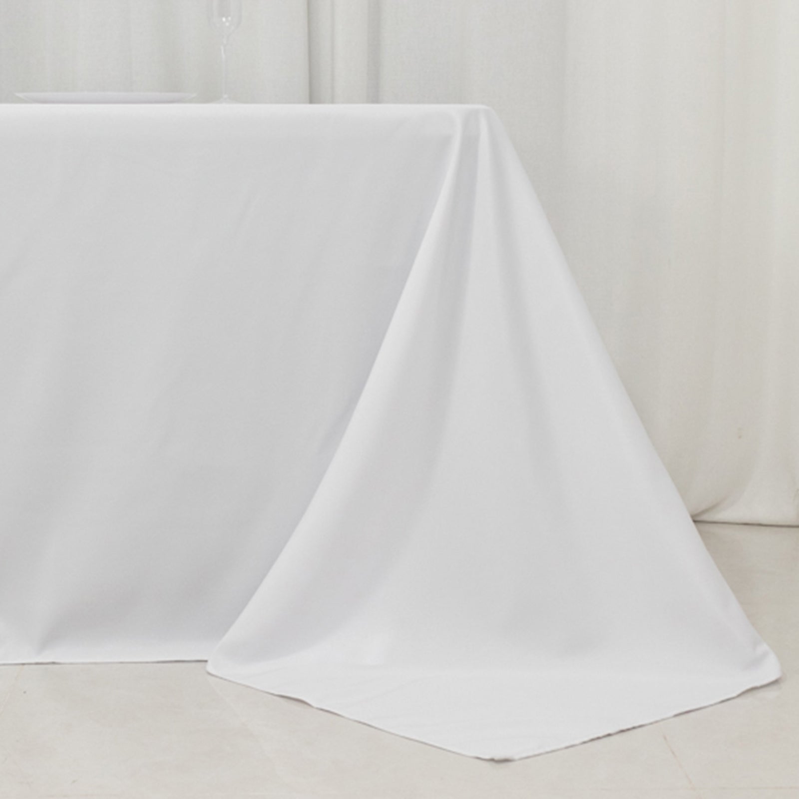 Hot! White Fire Retardant Premium Polyester 90x156 Rectangular Tablecloth for Large Gatherings