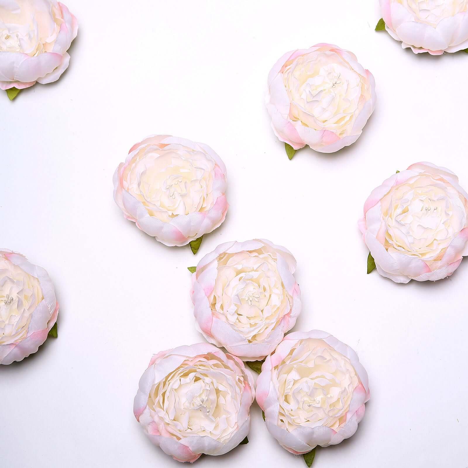 10-Piece Set of Blush Artificial Peony Flower Heads for DIY Events and Floral Crafts