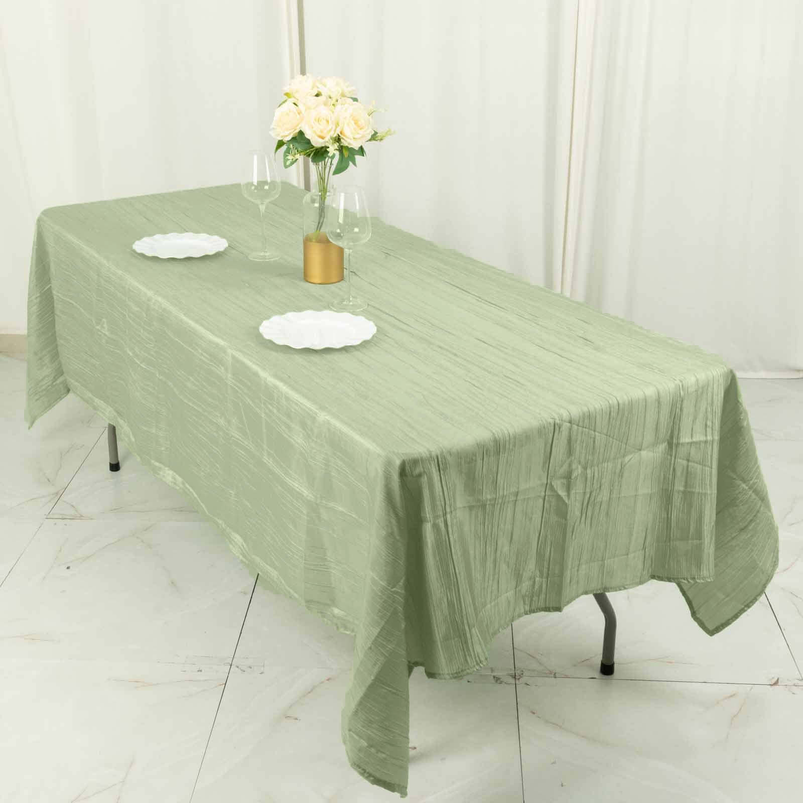 Hot Deal! Sage Green Crinkle Taffeta 60x102 Rectangle Tablecloth