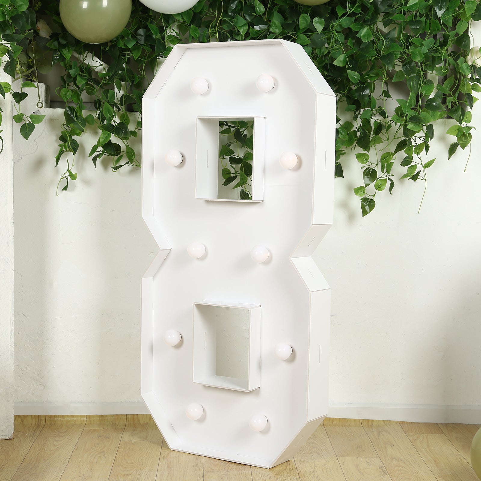 Hot Sale! 4ft White Giant LED Marquee Light-Up Number 8 with 10 Warm White Battery-Operated LEDs, Glue Gun & Sticks