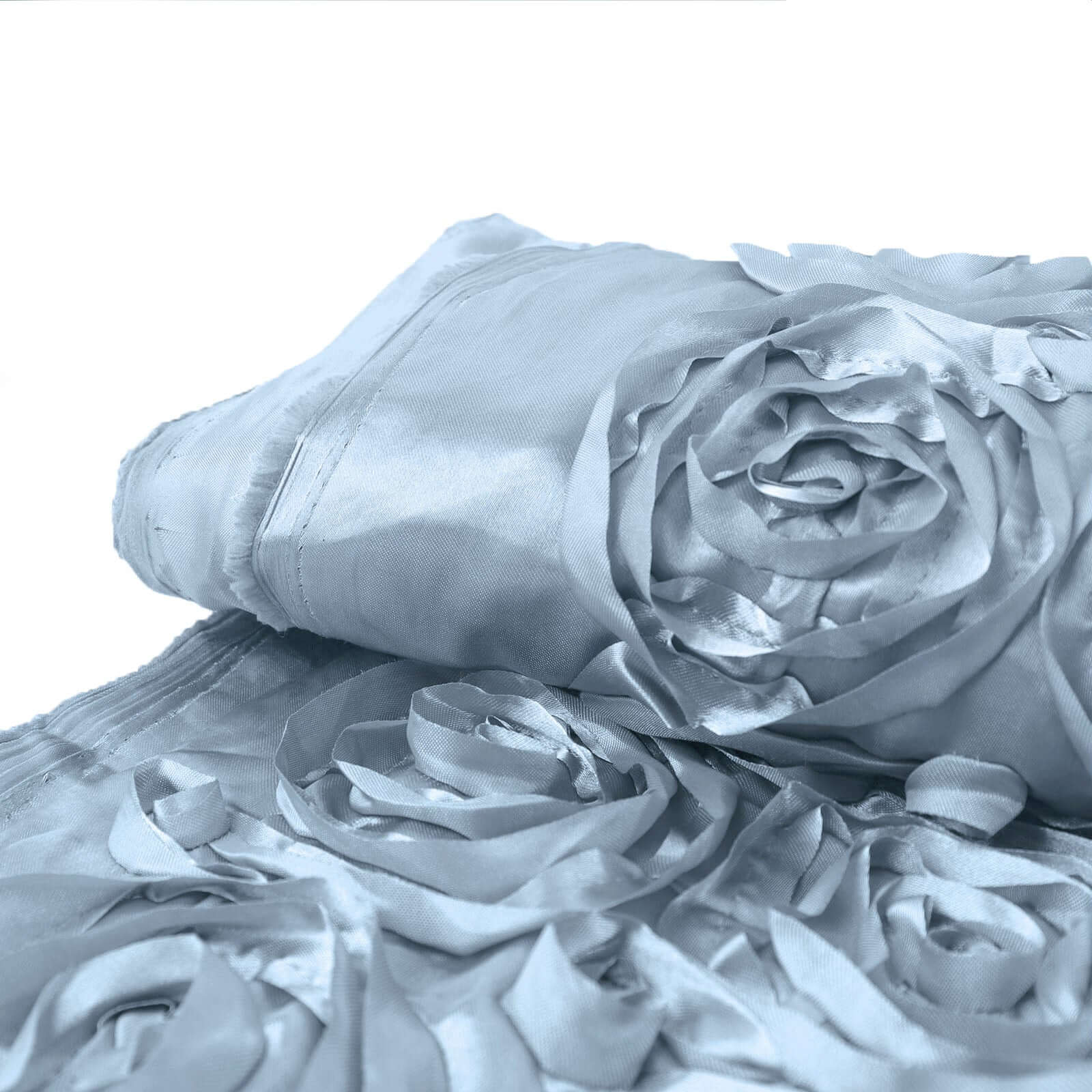 54-Inch Wide, 4-Yard Dusty Blue 3D Rosette Satin Fabric Bolt for DIY Crafts