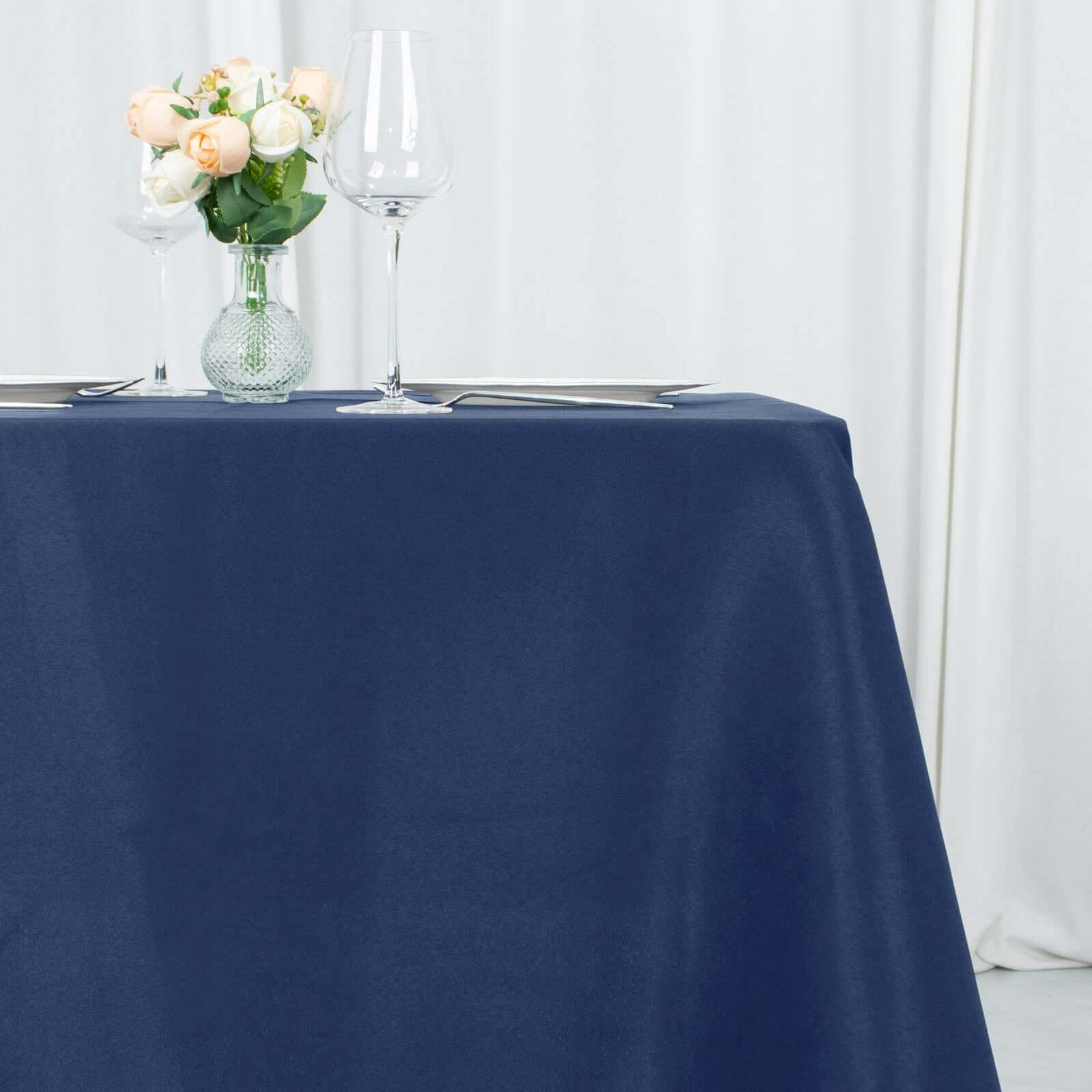 Sale! Wrinkle-Free 70x70 Navy Blue Premium Polyester Square Tablecloth 220GSM for Events
