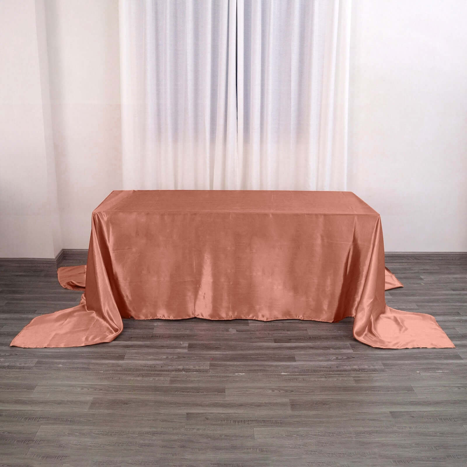 Hot Sale! Seamless Satin Terracotta (Rust) Rectangular 90x156 Tablecloth for Various Events