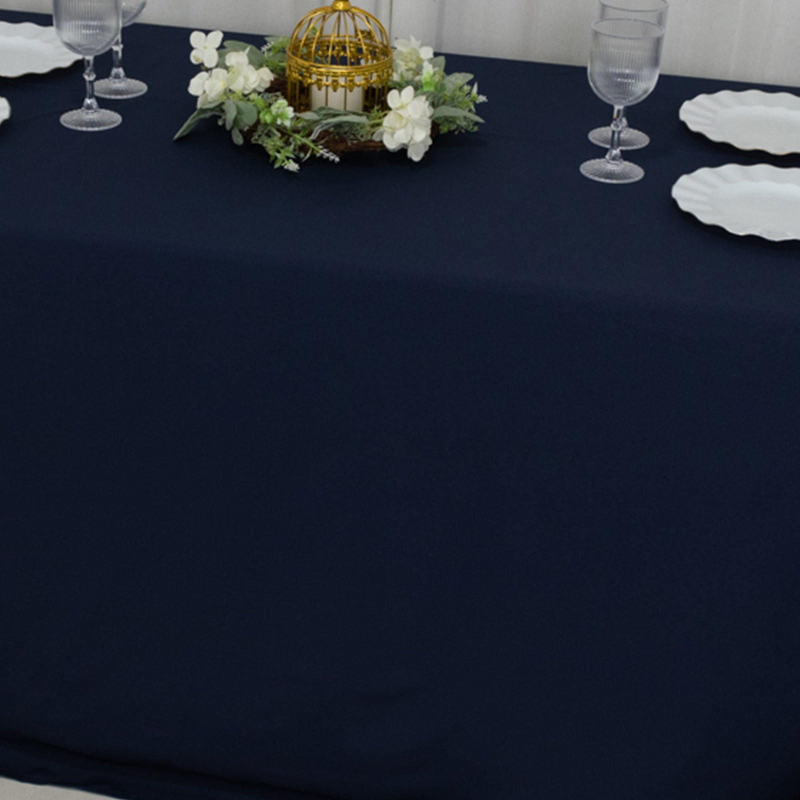 Premium Navy Blue Fire - Retardant Polyester Rectangular Tablecloth (90x132) - Ideal for Events