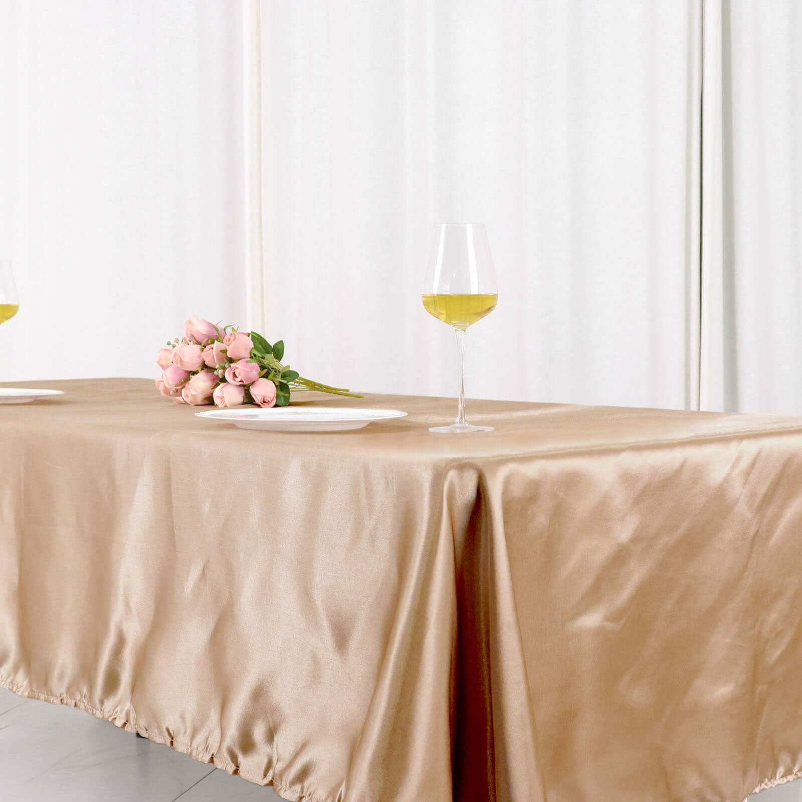 Gorgeous Nude Satin 60x102 Rectangular Tablecloth - Smooth & Lustrous