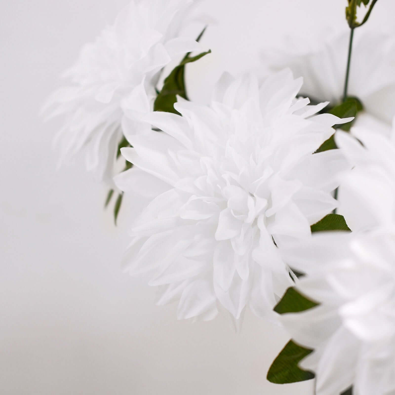 2 Bouquets of 20 Lifelike White Artificial Silk Dahlia Flower Spray Bushes