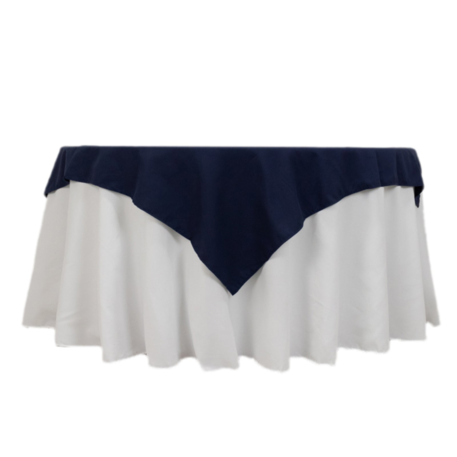 Wrinkle-Resistant Navy Cotton Blend 54x54 Square Table Overlay