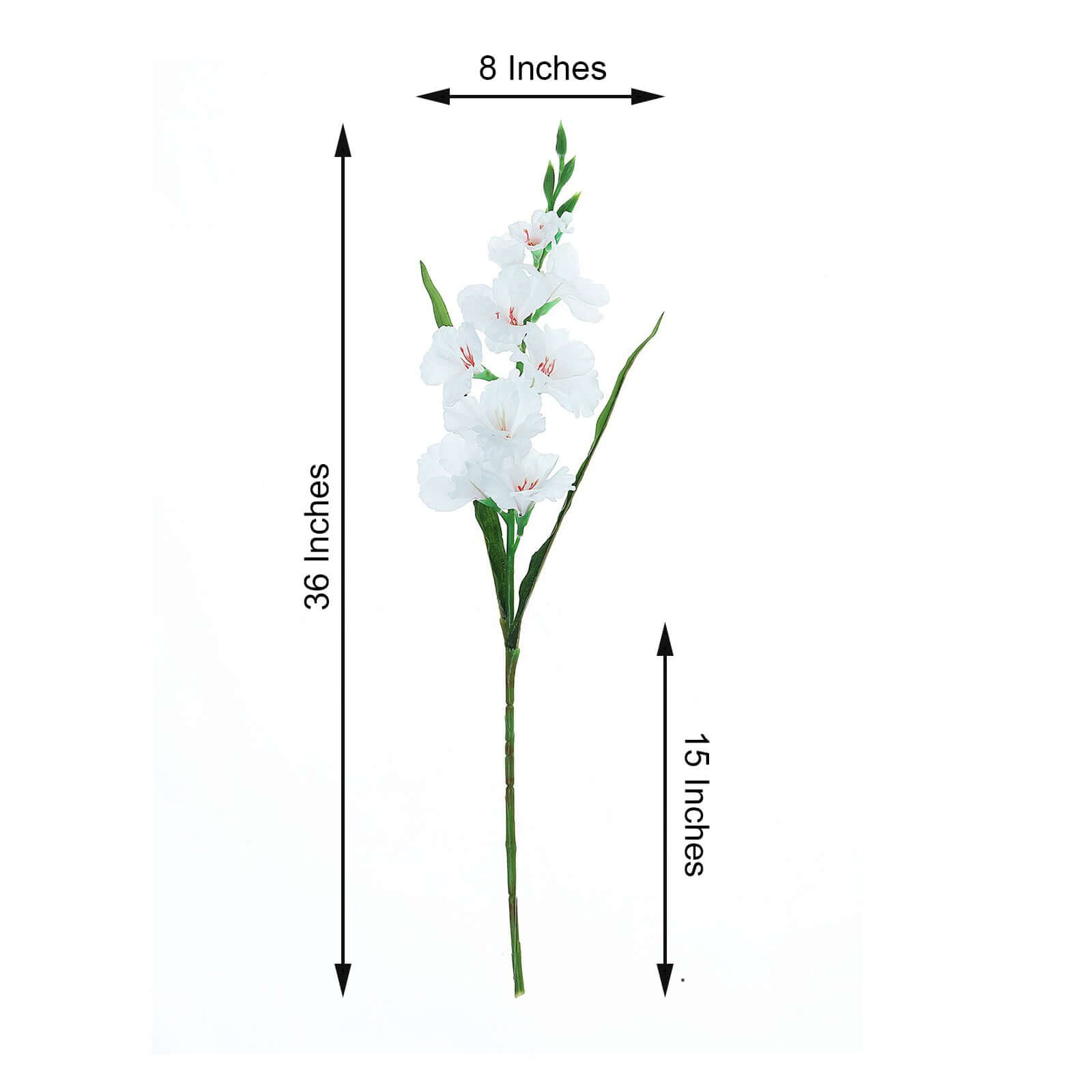 3 Stems of 36-Inch Tall White High-Quality Artificial Silk Gladiolus Flower Spray