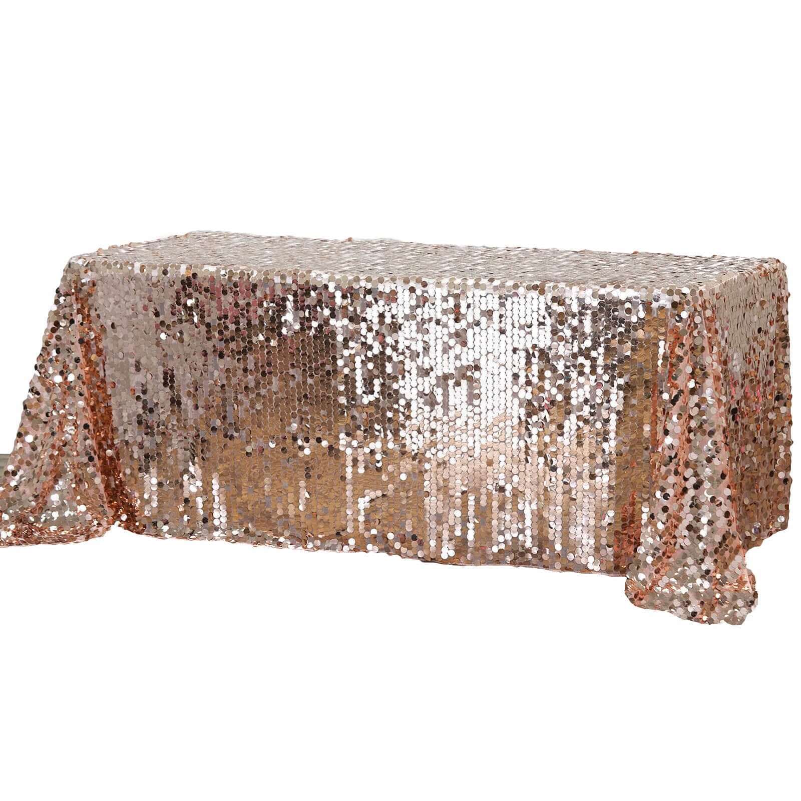 Hot Sale! Rose Gold Sequin Rectangle Tablecloth 90x132 - Seamless Table Cover