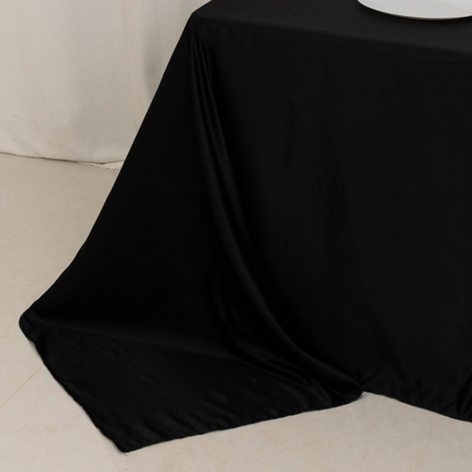 Premium Black Lamour Satin Rectangle Tablecloth 90x132 - Ideal for Weddings & Parties