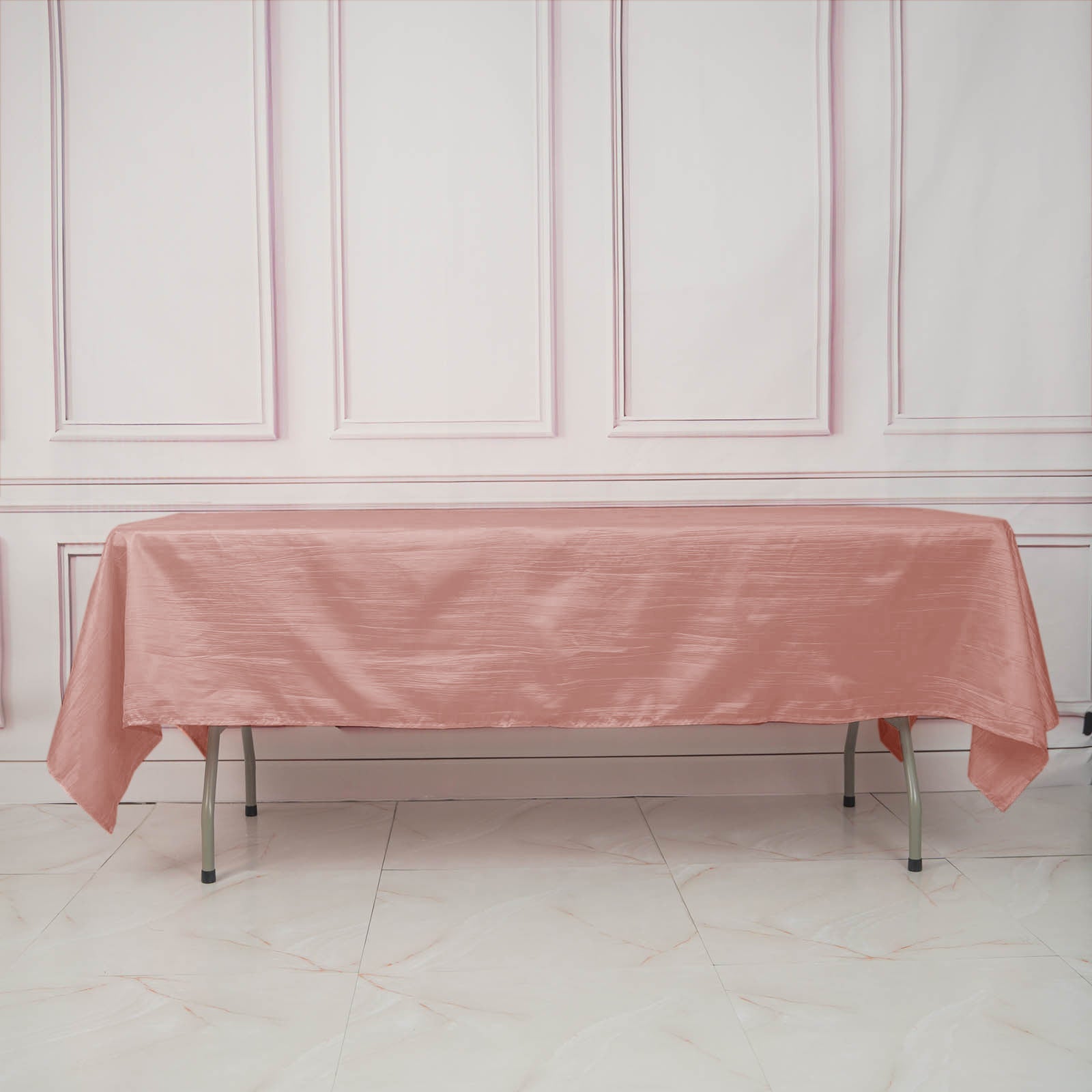 Hot Deal! Dusty Rose Crinkle Taffeta 60x102 Rectangle Tablecloth for Weddings & Parties