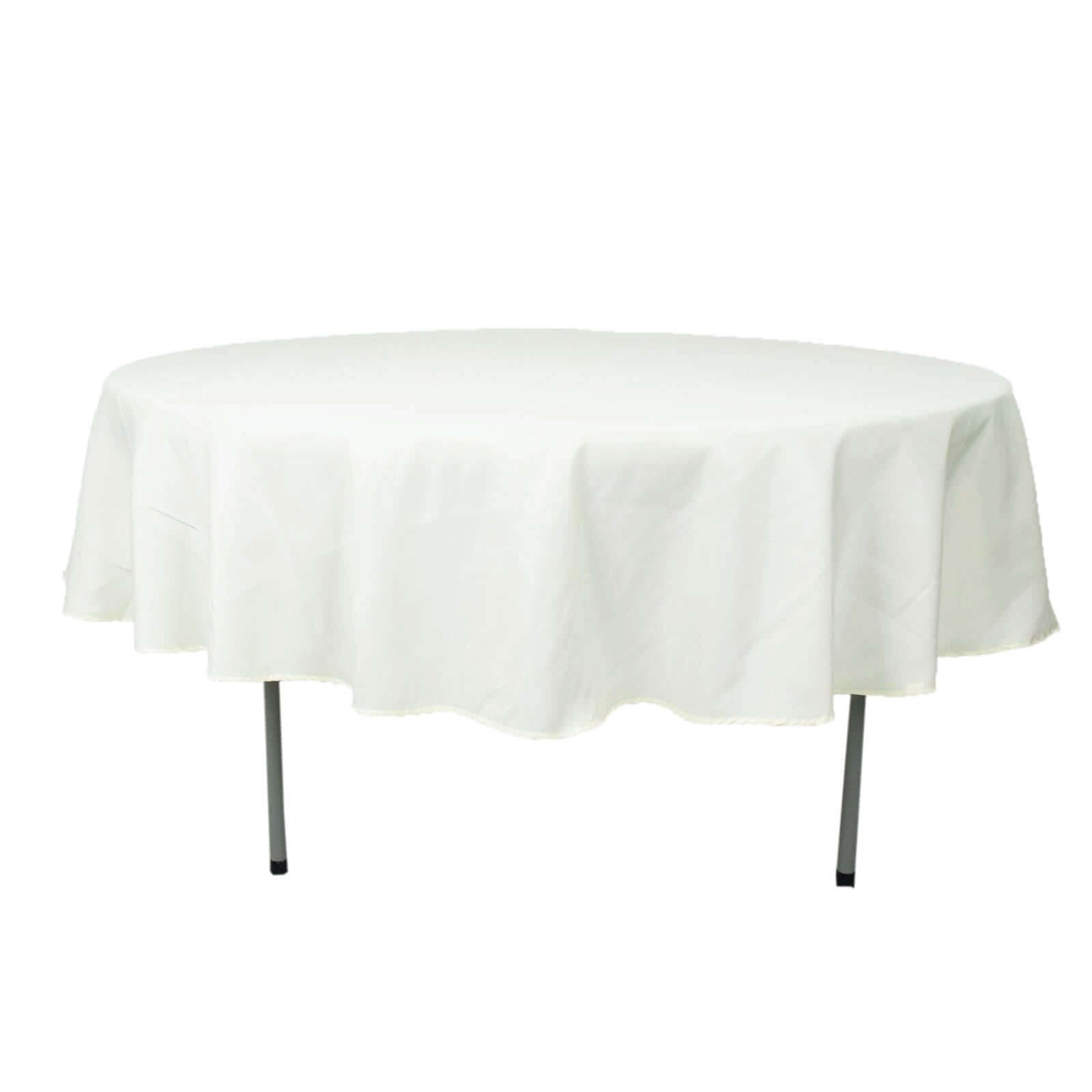 Ivory 90 - Inch Premium Polyester Round Tablecloth: Stain & Wrinkle - Resistant, 220GSM