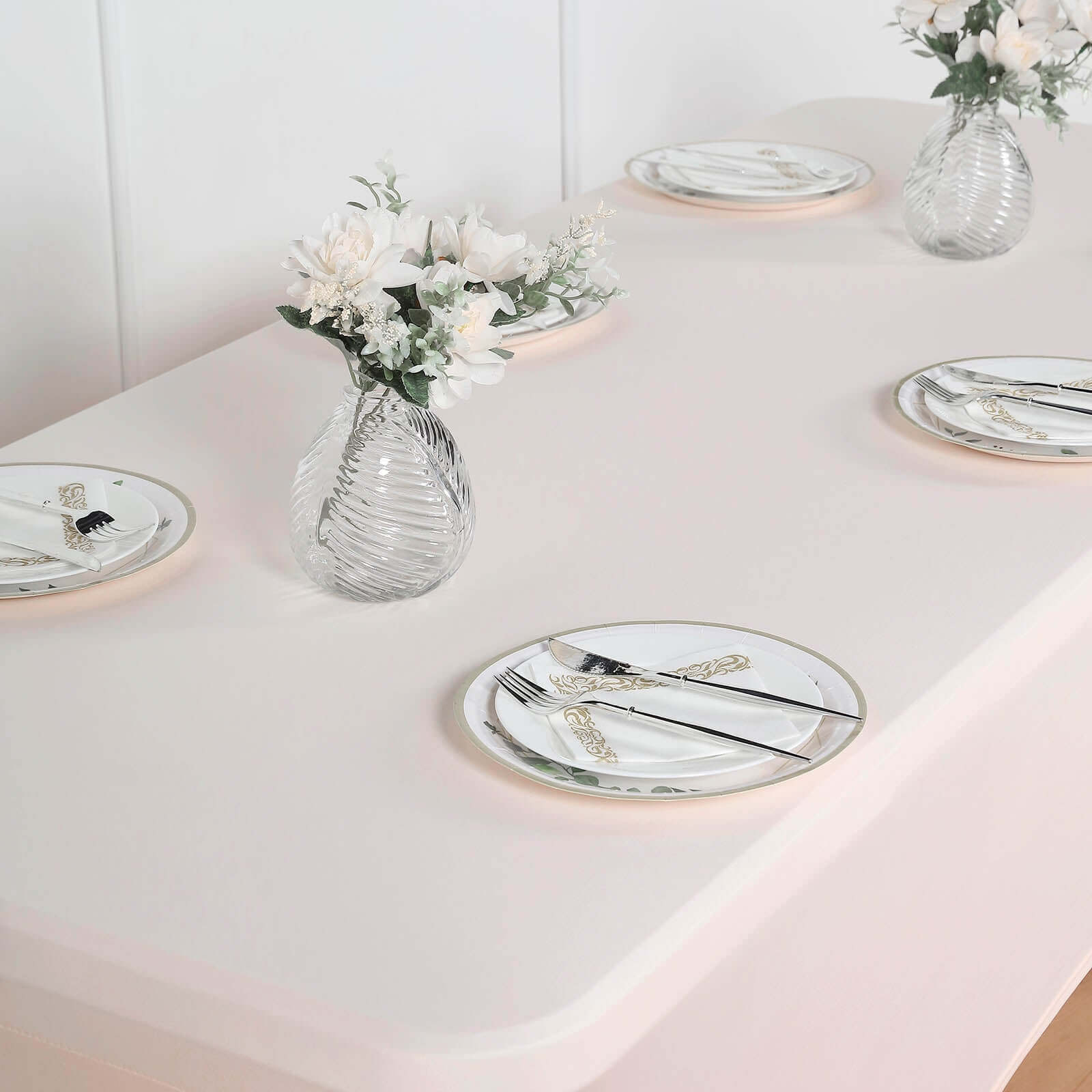 Exclusive Blush Stretch Spandex 6ft Rectangle Tablecloth - Ideal for Events & Presentations
