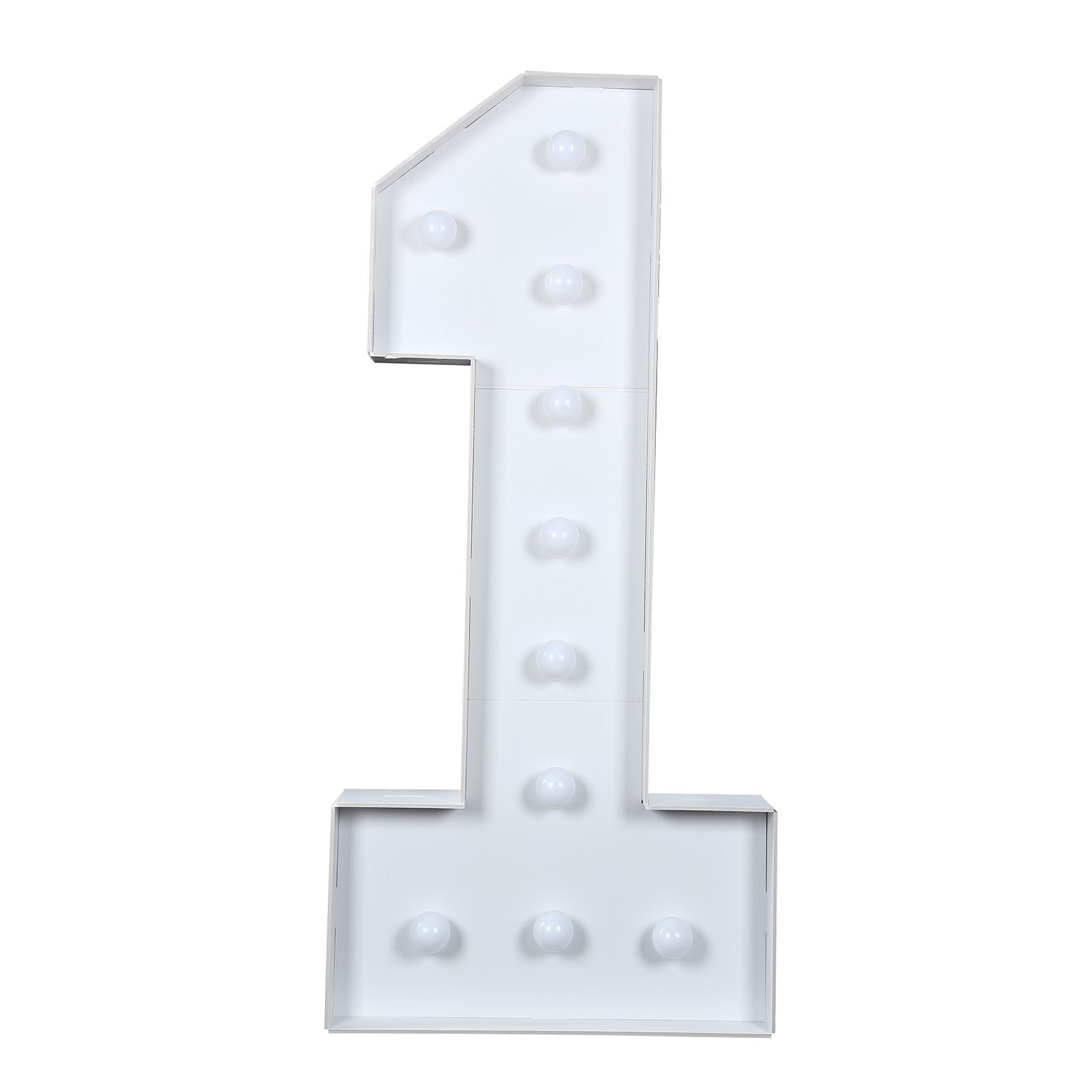 4ft White Giant LED Marquee Light Up Number 1 - Pre - Cut Foam Board with 10 Warm White Battery - Operated LEDs, Glue Gun & Sticks