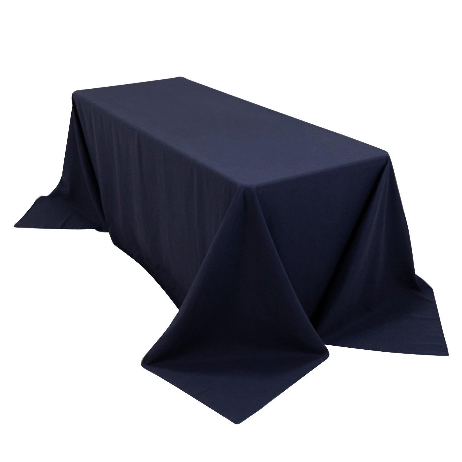 Navy Blue Seamless Wrinkle-Resistant Cotton Blend Rectangle Tablecloth 90x132 - Ideal for Events