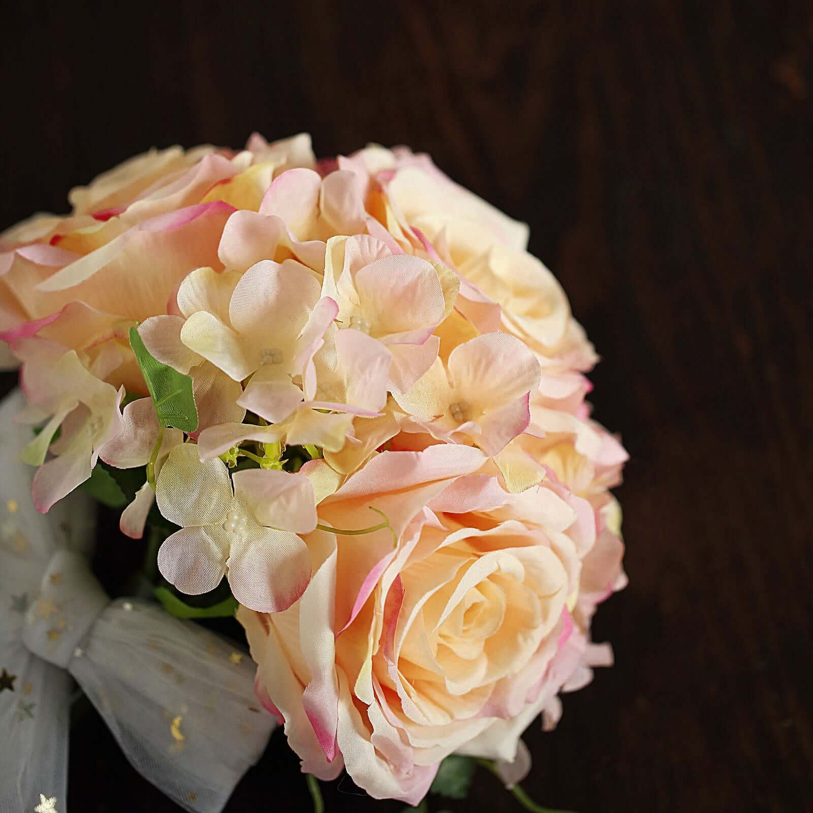 Hot! 2 Pink Artificial Silk Rose and Hydrangea Flower Bouquets