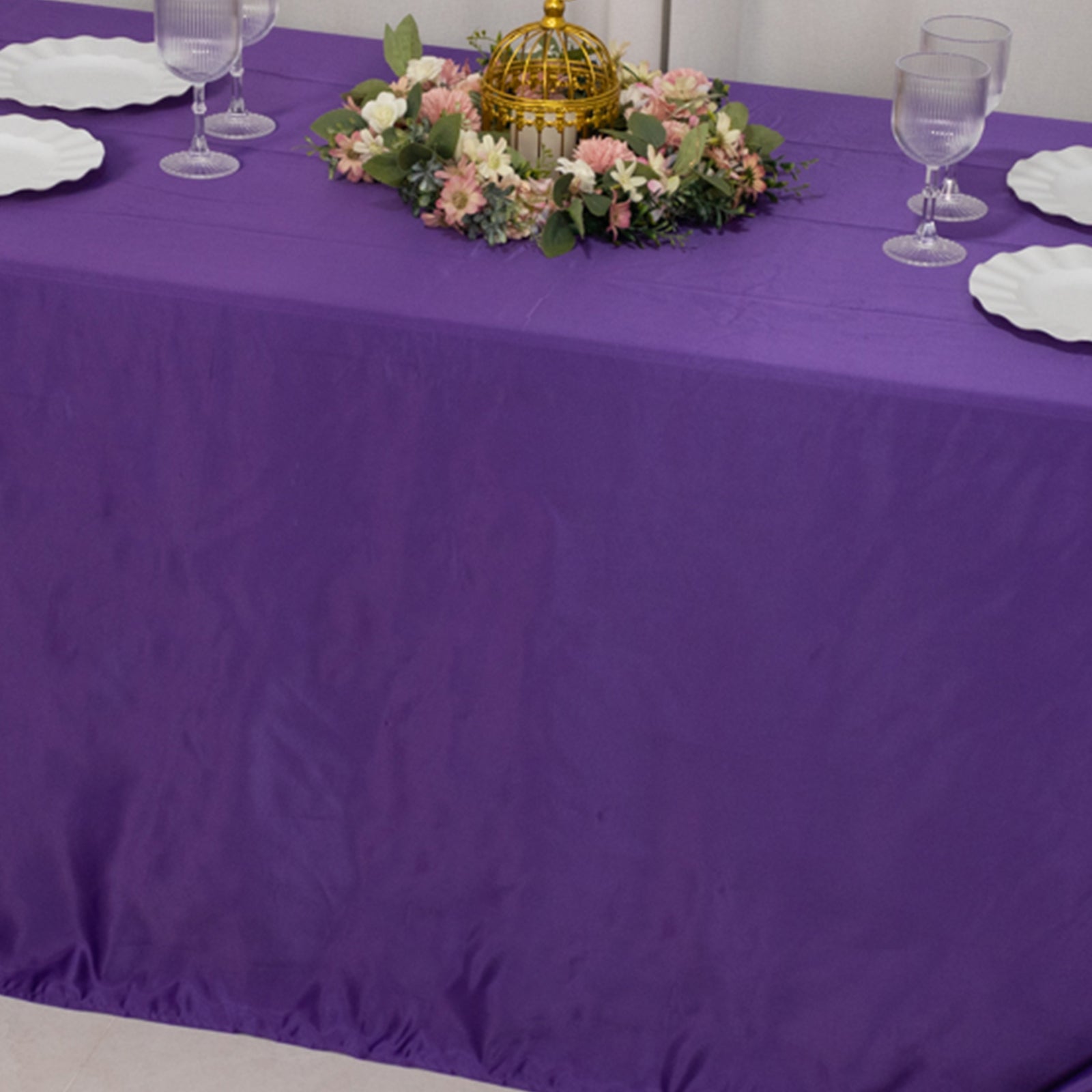 Luxurious Purple Lamour Satin Rectangle Tablecloth, 90x132 - Soft & Silk - like