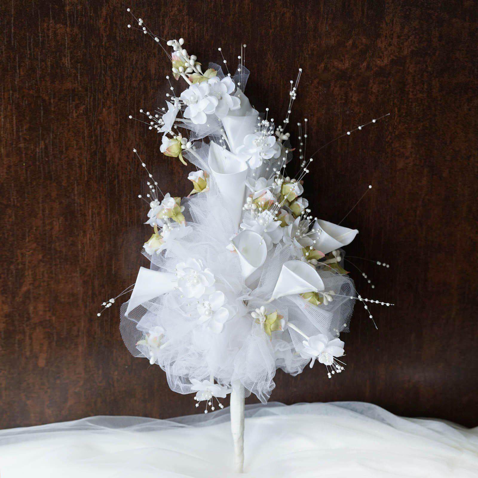 Amazing 20-Piece White Artificial Lily and Tulip Bouquet for Weddings and Special Occasions