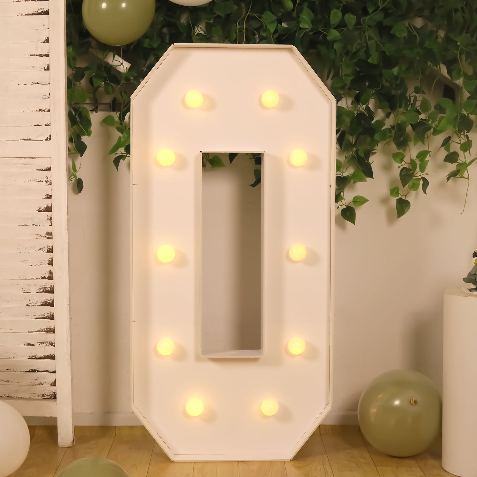 4ft White Giant LED Marquee Light-Up Letter O with Warm White LEDs, Glue Gun & Sticks