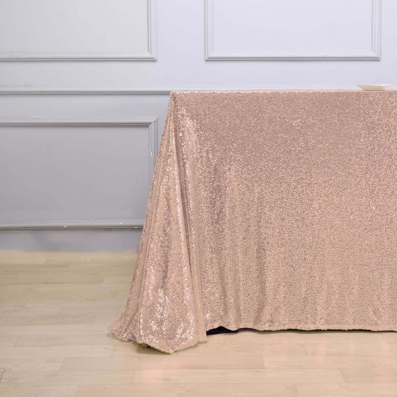 Hot! Rose Gold Seamless Sparkly Sequin Rectangle Tablecloth 90x132