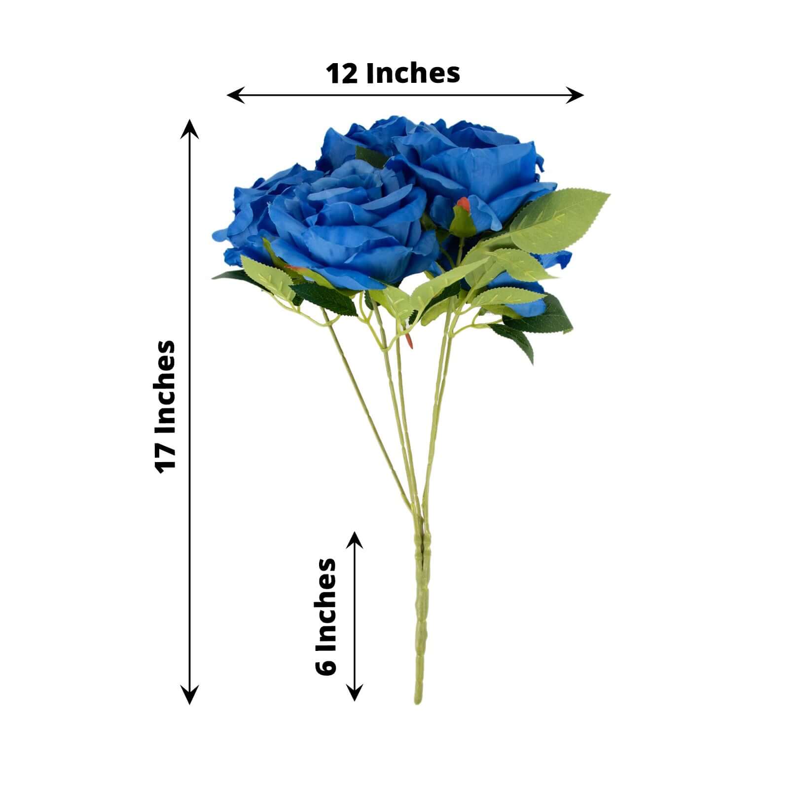 17' Royal Blue Premium Silk Jumbo Rose Flower Bouquet - High - Quality Artificial for Weddings