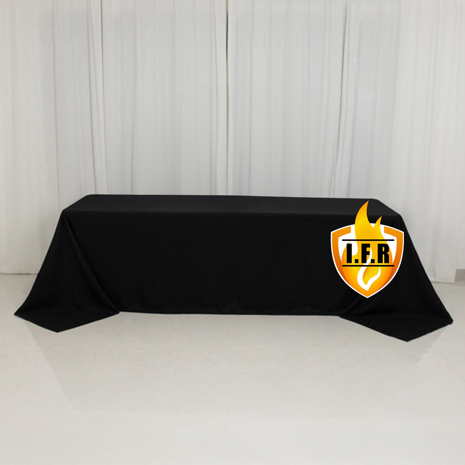 Black High-Performance Seamless Fire-Retardant Premium Polyester 90x156 Rectangular Tablecloth