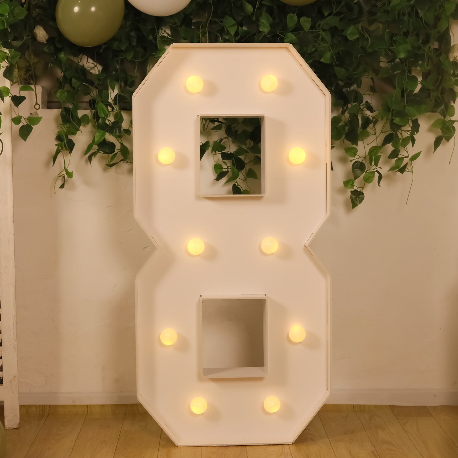 Hot Sale! 4ft White Giant LED Marquee Light-Up Number 8 with 10 Warm White Battery-Operated LEDs, Glue Gun & Sticks