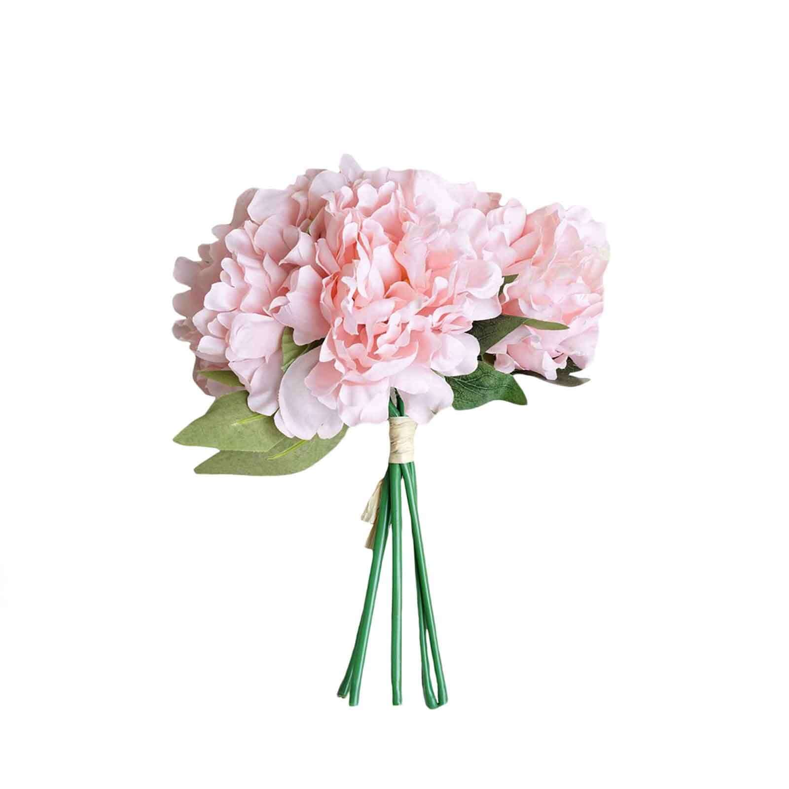 11-Piece Pink Real-Touch Artificial Silk Peony Bouquet - Ideal for Various Occasions