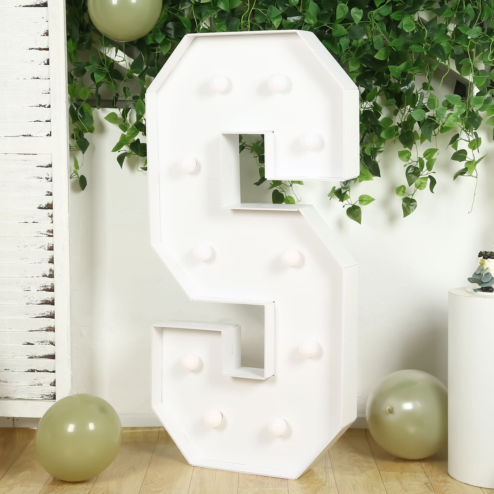 4ft White Giant LED Marquee Letter S with Warm White LEDs, Glue Gun & Sticks - Ideal for Events
