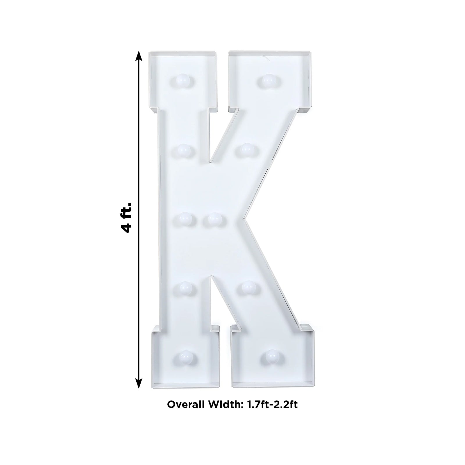 4ft White Giant LED Marquee Letter K with 10 Warm White Battery - Operated LEDs, Glue Gun & Sticks
