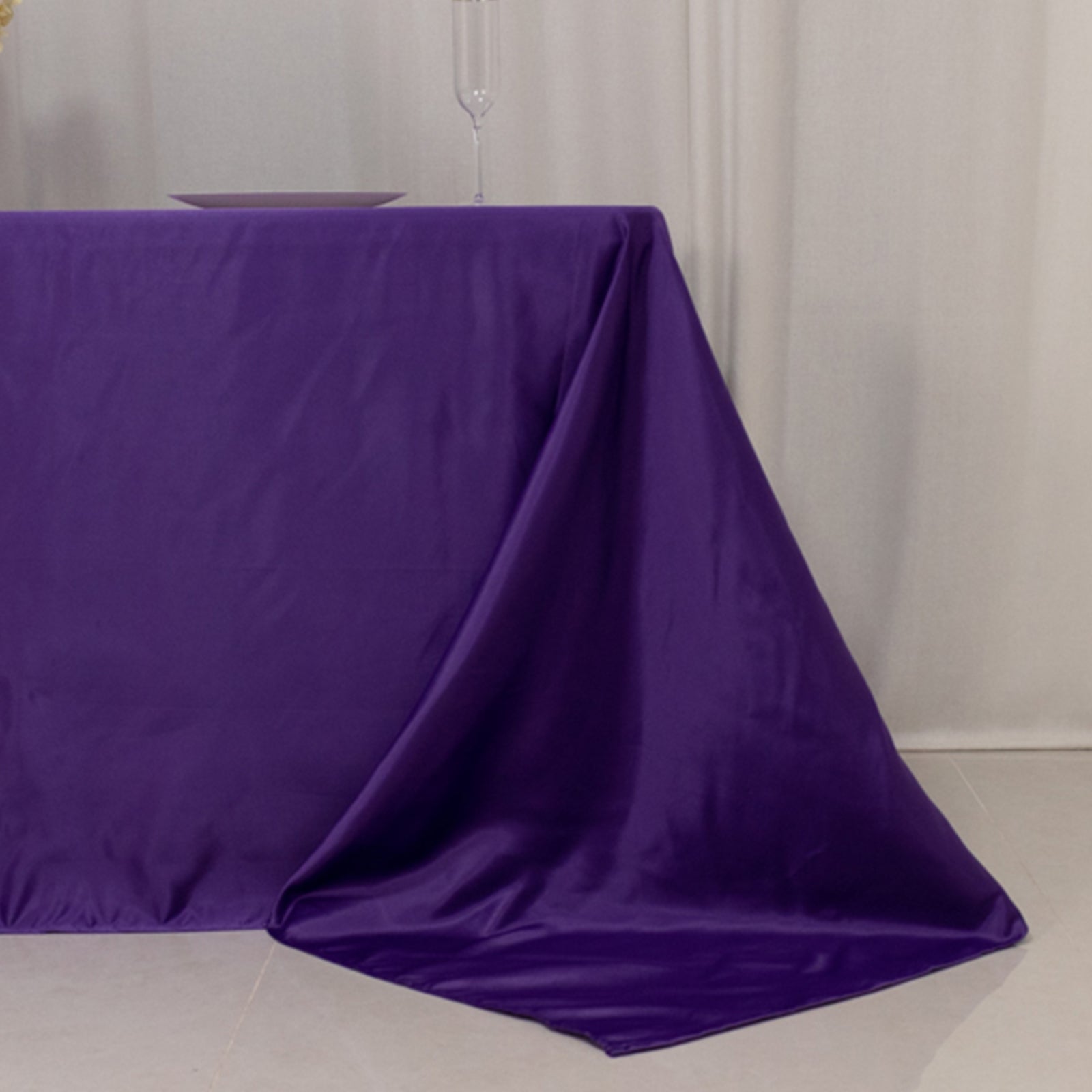 Luxurious Purple Lamour Satin Rectangle Tablecloth, 90x132 - Soft & Silk - like