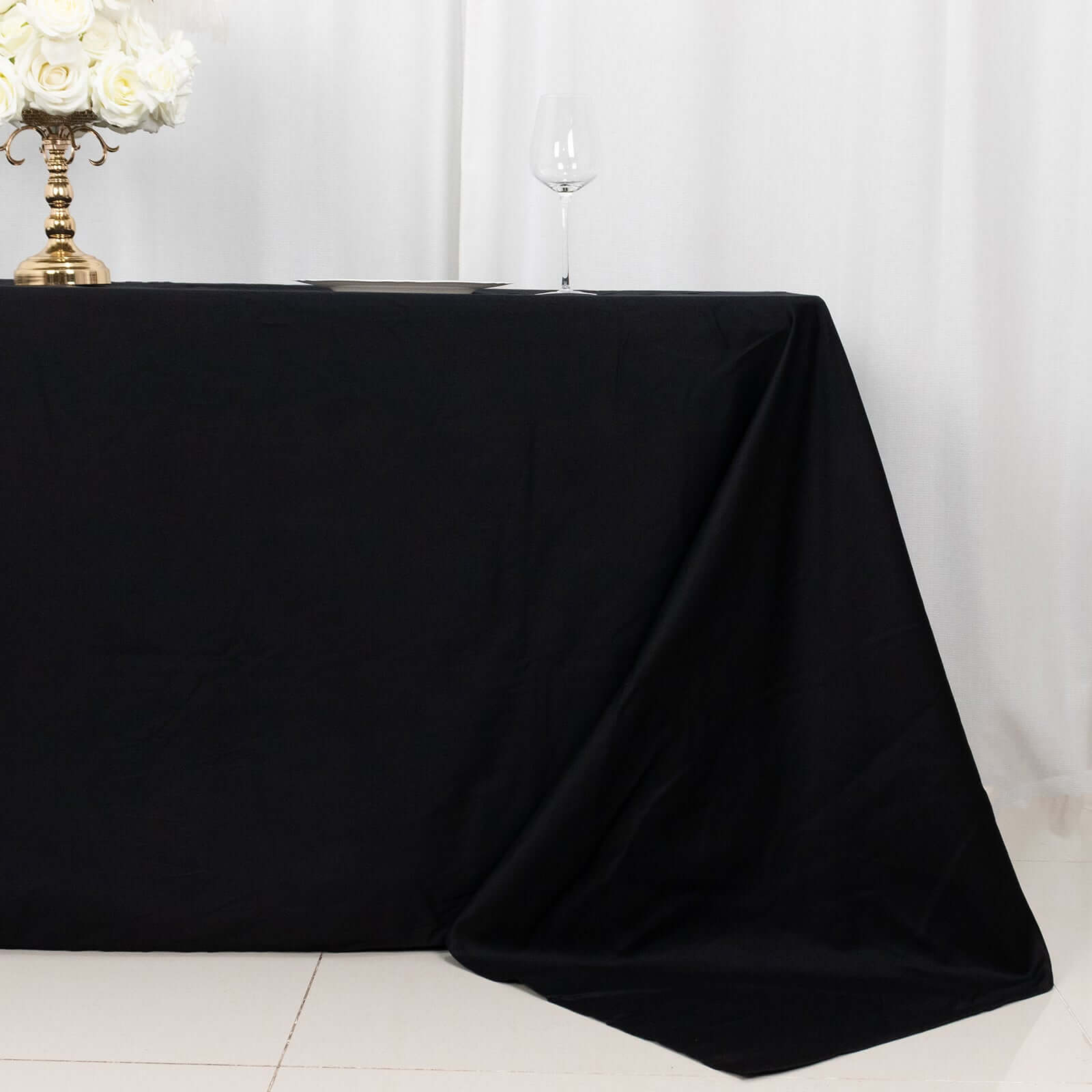 Black Seamless 100% Cotton Rectangle Tablecloth, 90x132, Soft & Breathable