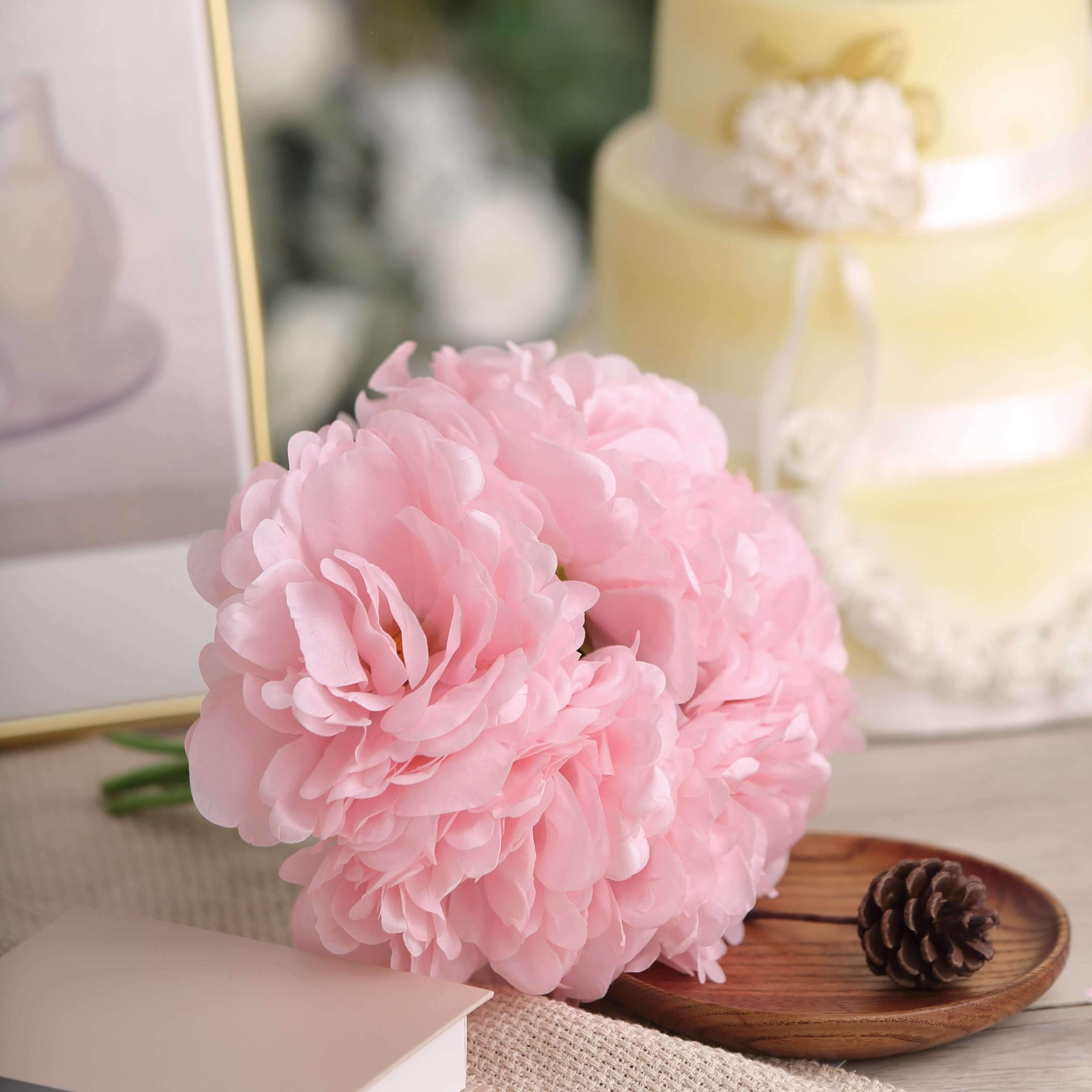 11-Piece Pink Real-Touch Artificial Silk Peony Bouquet - Ideal for Various Occasions
