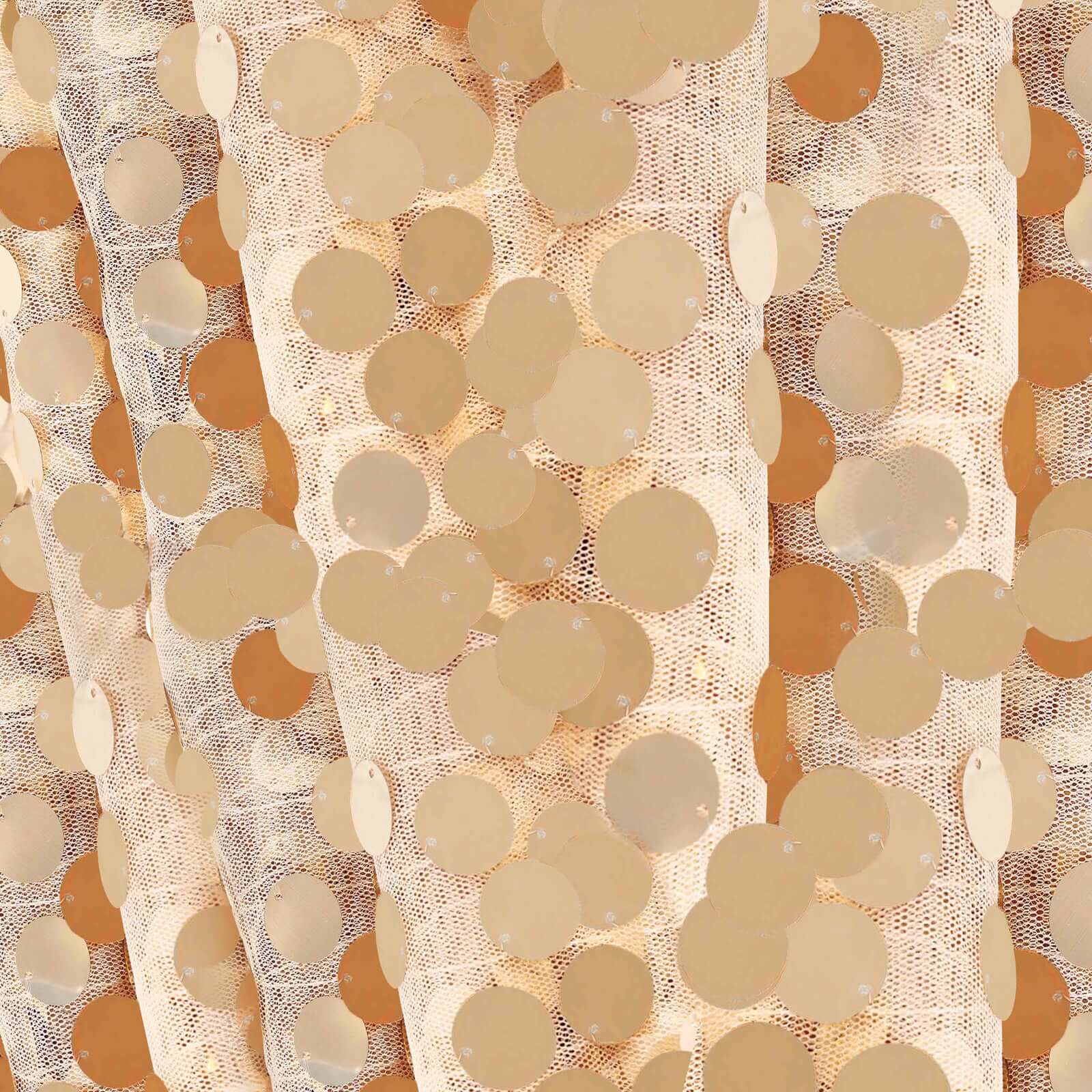 Matte Champagne Sequin Rectangle Tablecloth (90x132) - Ideal for Various Events