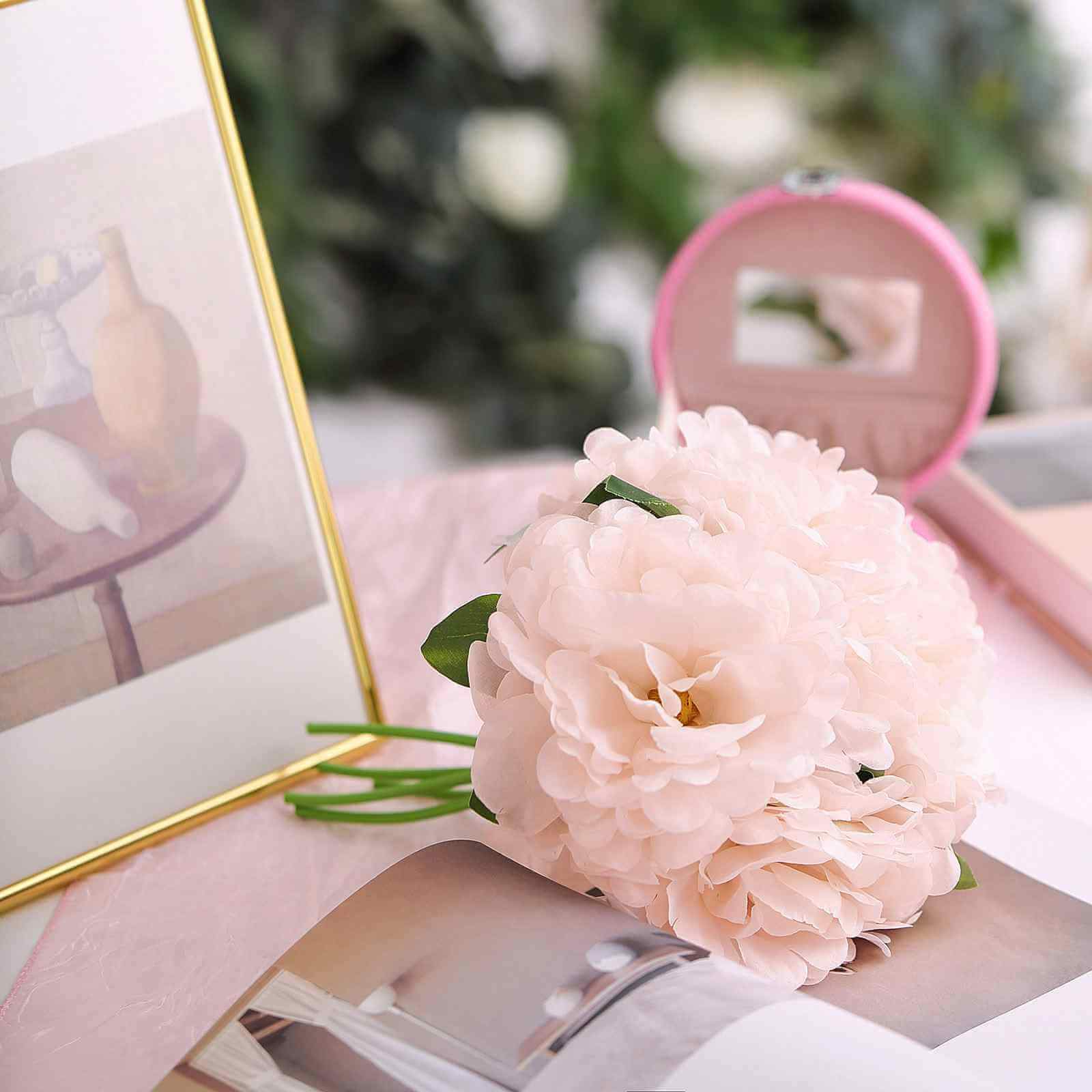Hot Sale! 11-piece Blush Artificial Silk Peony Flower Bouquet for Various Occasions