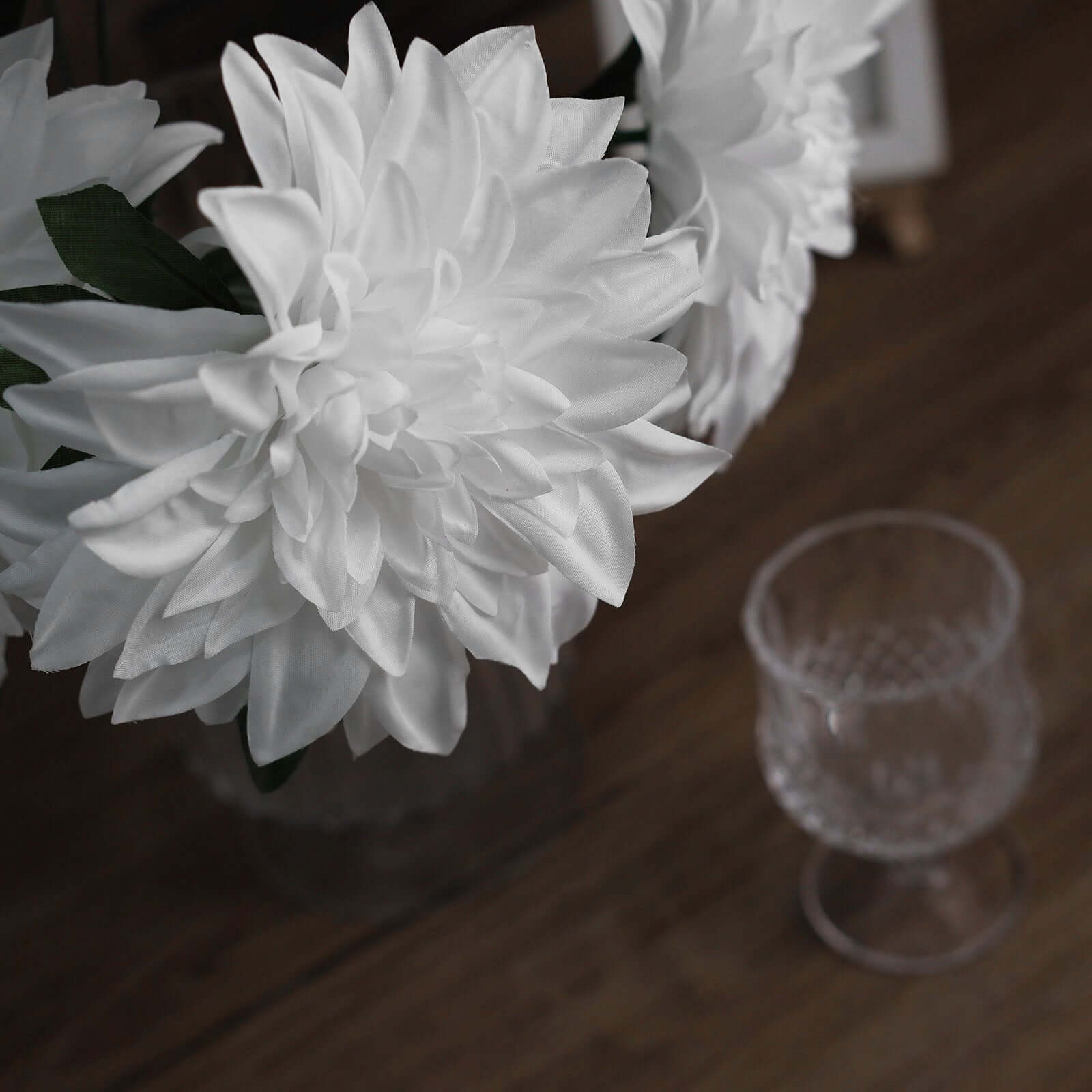 2 Bouquets of 20 Lifelike White Artificial Silk Dahlia Flower Spray Bushes