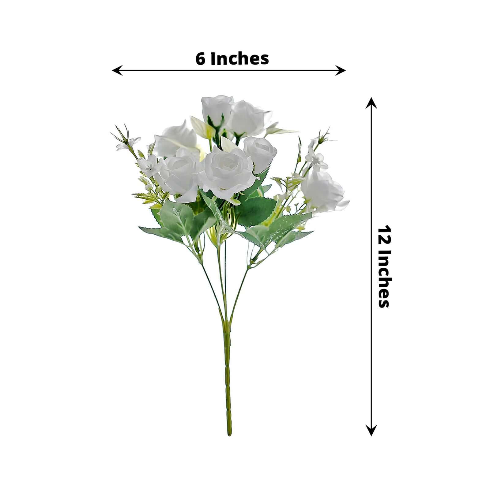 4-Bush Set of 12' White Artificial Silk Rose Flower Bouquet - Ideal for Weddings & Decor