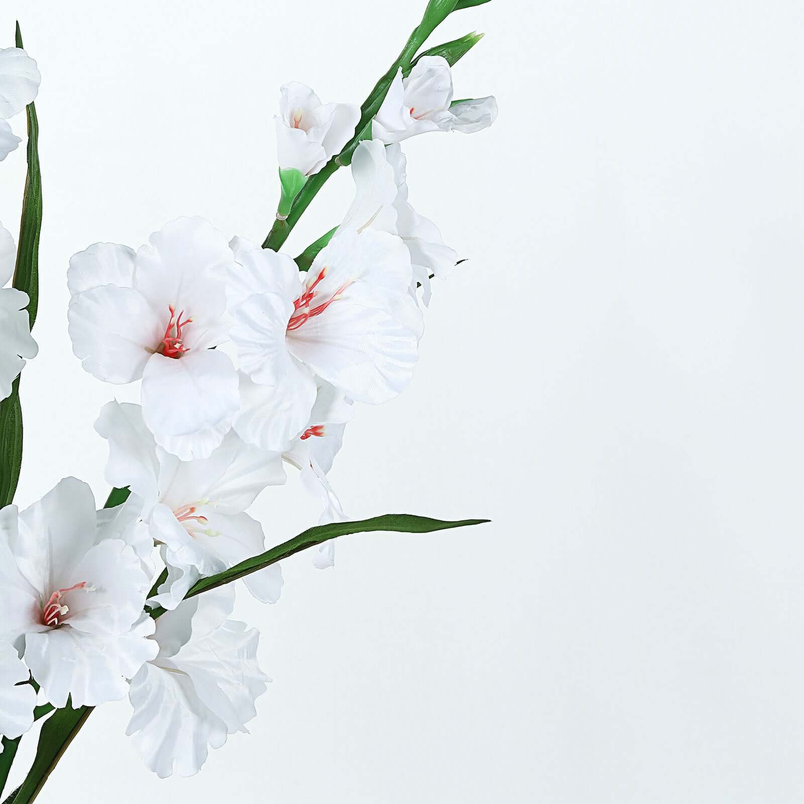 3 Stems of 36-Inch Tall White High-Quality Artificial Silk Gladiolus Flower Spray