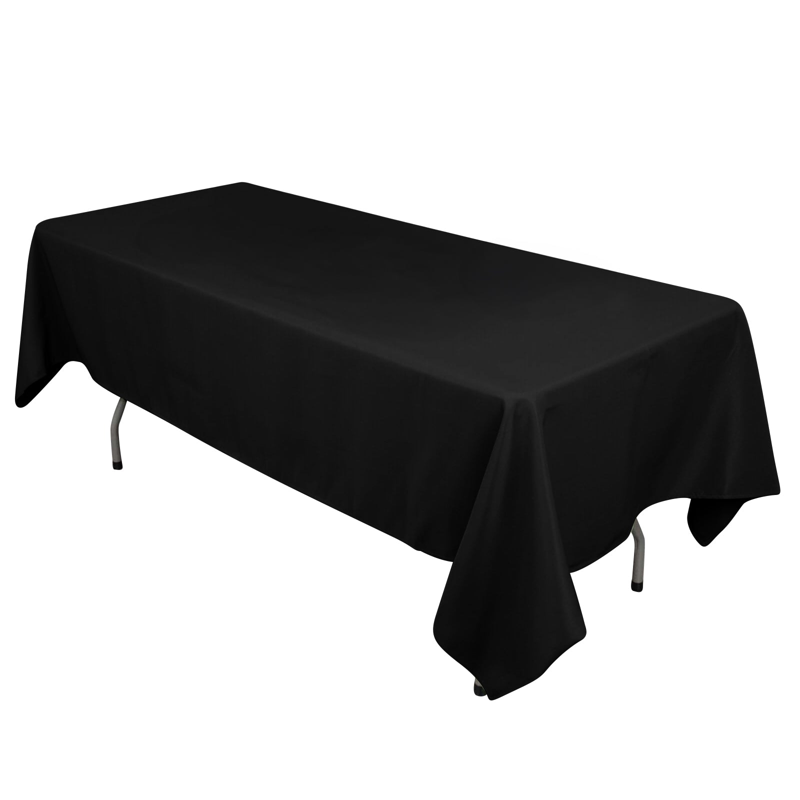 Black 60x102 Rectangle Cotton Blend Tablecloth with Wrinkle-Resistant Finish for Gatherings