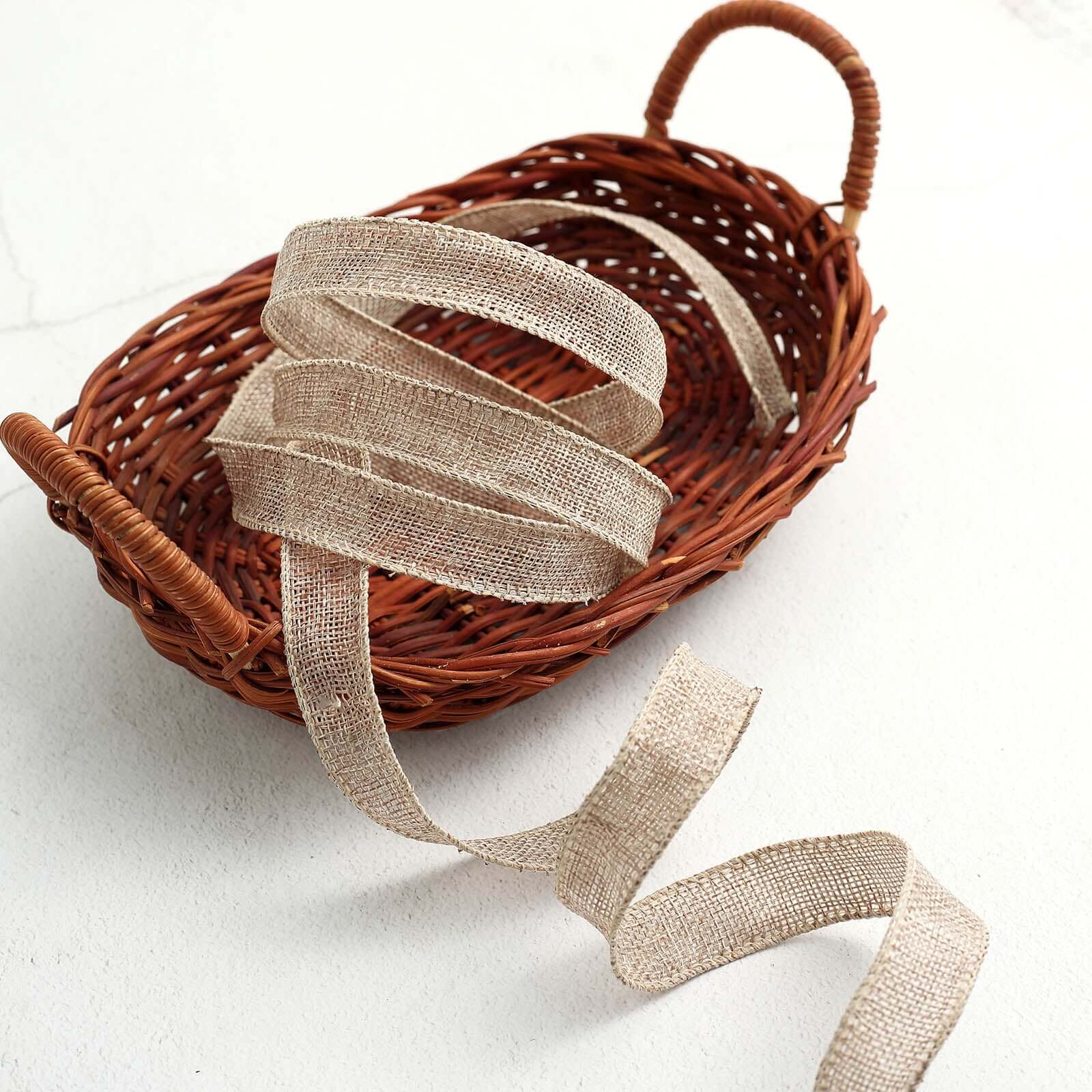 10 Yards 7/8 Natural Tone Jute Burlap Ribbons - Ideal for Decor