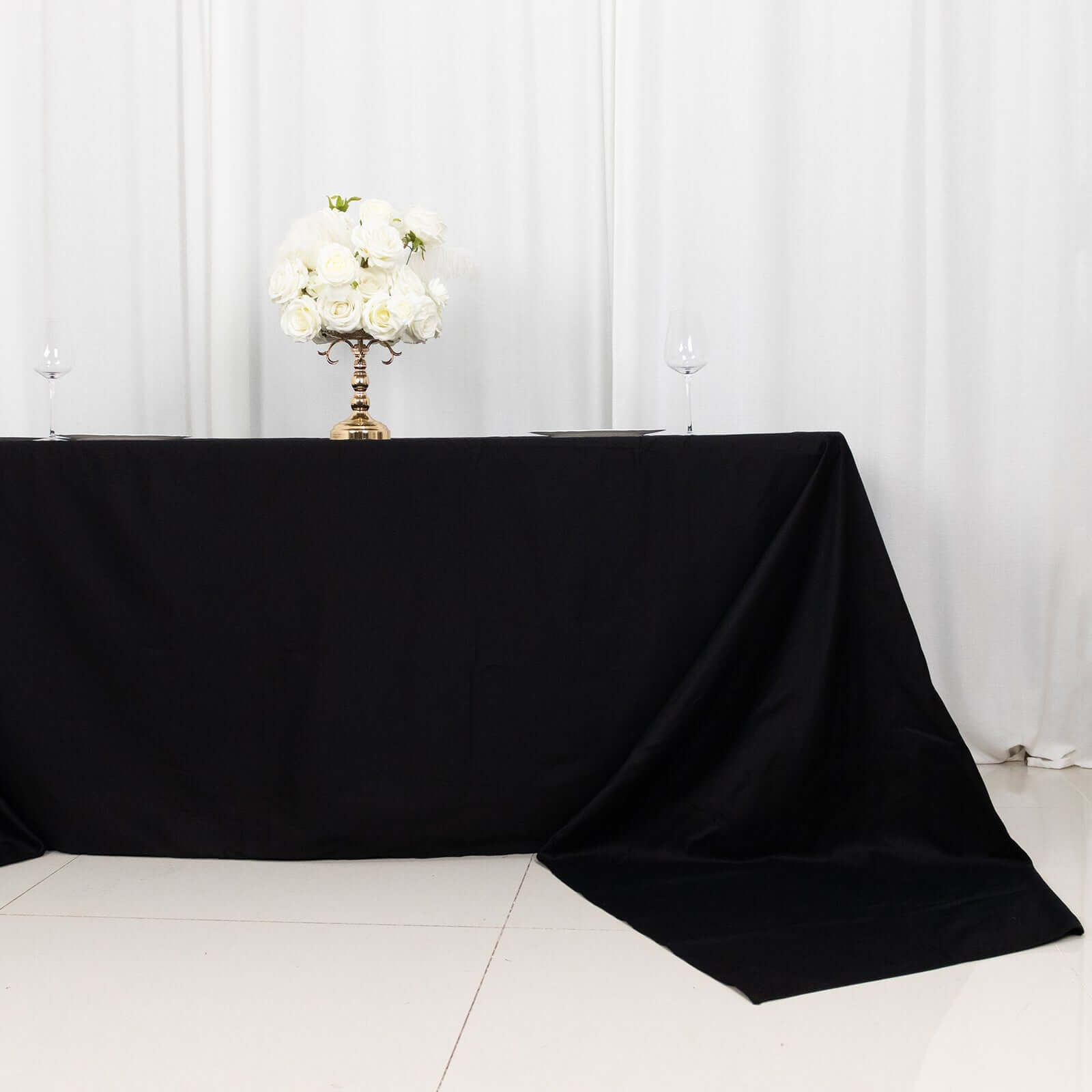 Exclusive Black 100% Cotton Seamless Tablecloth, 90x156