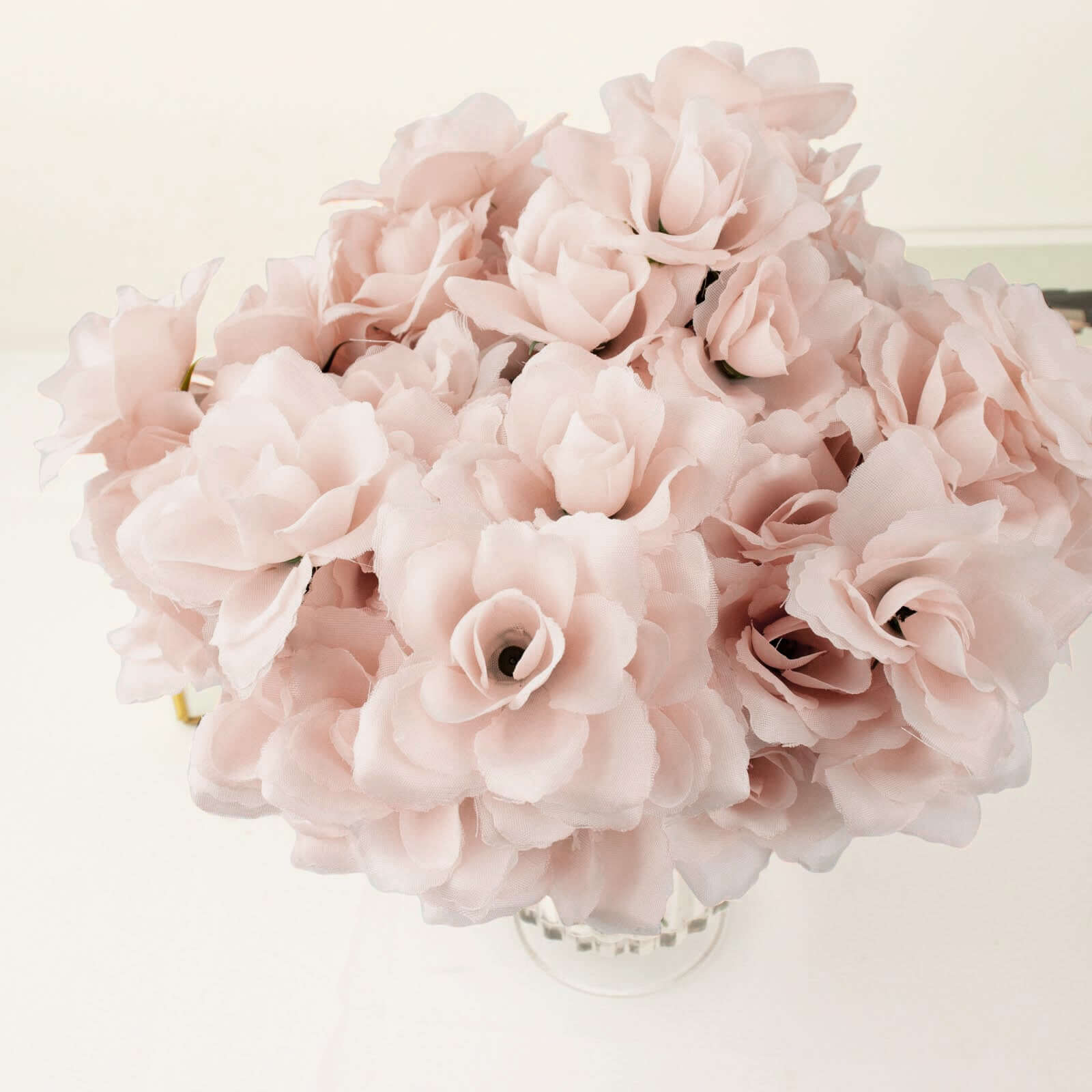 12 Bushes of Premium Blush Artificial Silk Rose Flowers, 84 Roses in Total