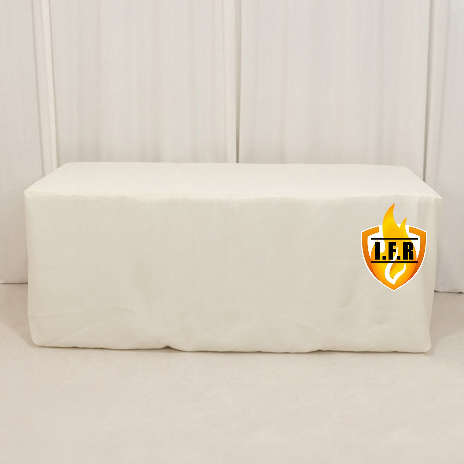 Premium Fire - Retardant Ivory 6ft Rectangular Fitted Tablecloth