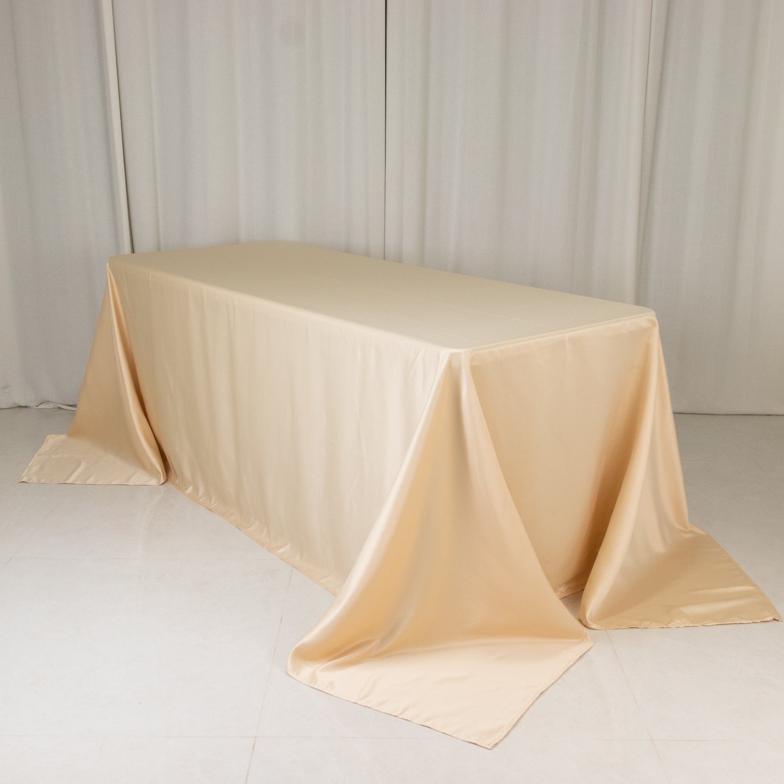 Lamour Satin Beige Rectangle Tablecloth - Soft, Silk-Like & Durable