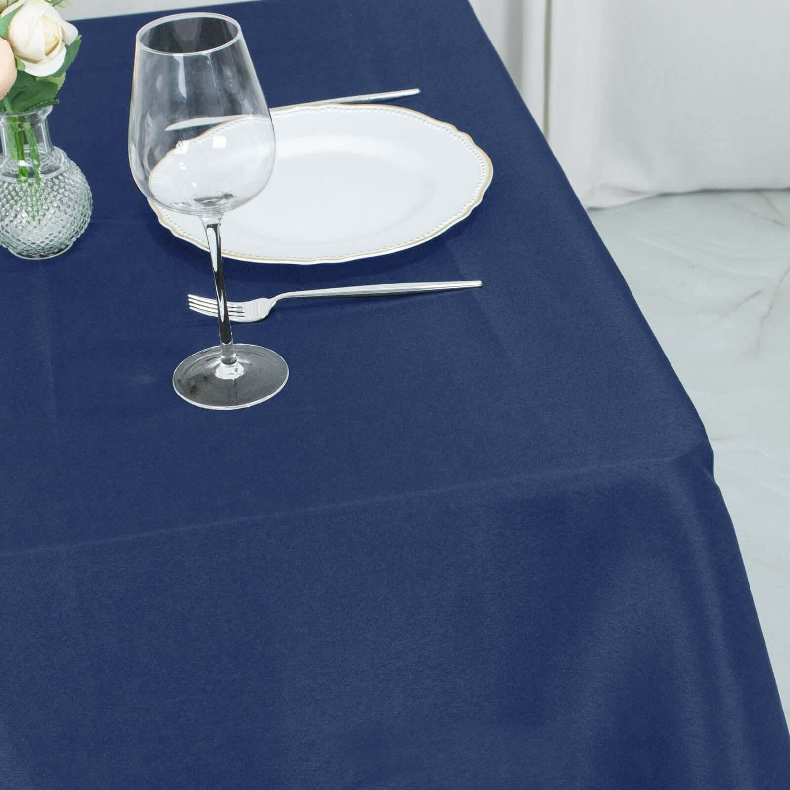 Sale! Wrinkle-Free 70x70 Navy Blue Premium Polyester Square Tablecloth 220GSM for Events
