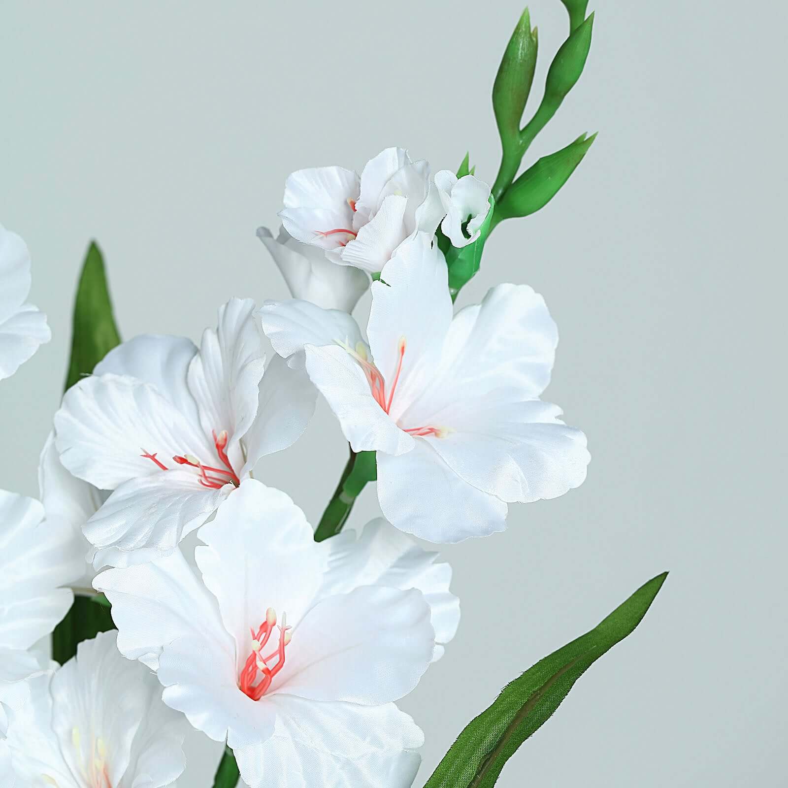 3 Stems of 36-Inch Tall White High-Quality Artificial Silk Gladiolus Flower Spray