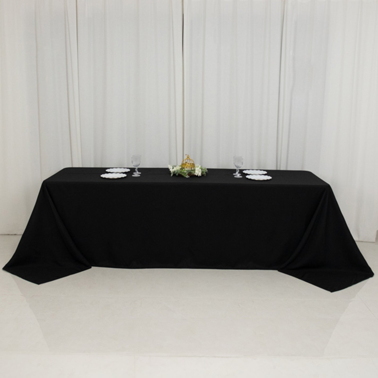 Black High-Performance Seamless Fire-Retardant Premium Polyester 90x156 Rectangular Tablecloth
