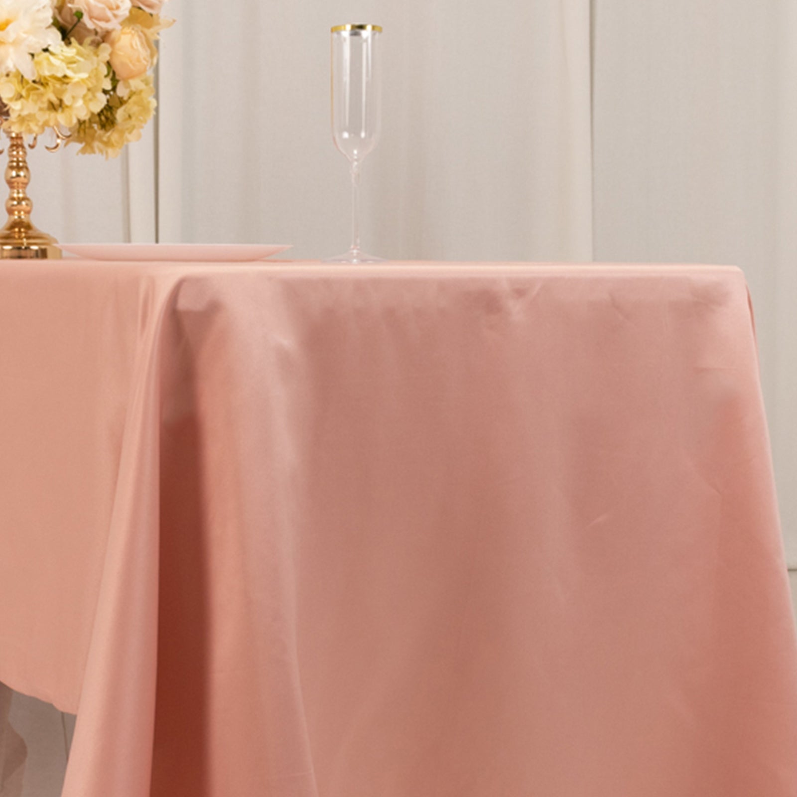 Dusty Rose Lamour Satin Rectangle Tablecloth 60x126 - Soft, Silk - like Cover