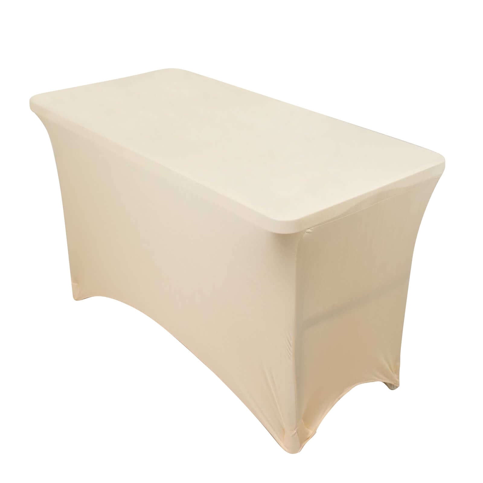 Beige Stretch Spandex Tablecloth - Durable, Form-Fitting for 4ft Tables