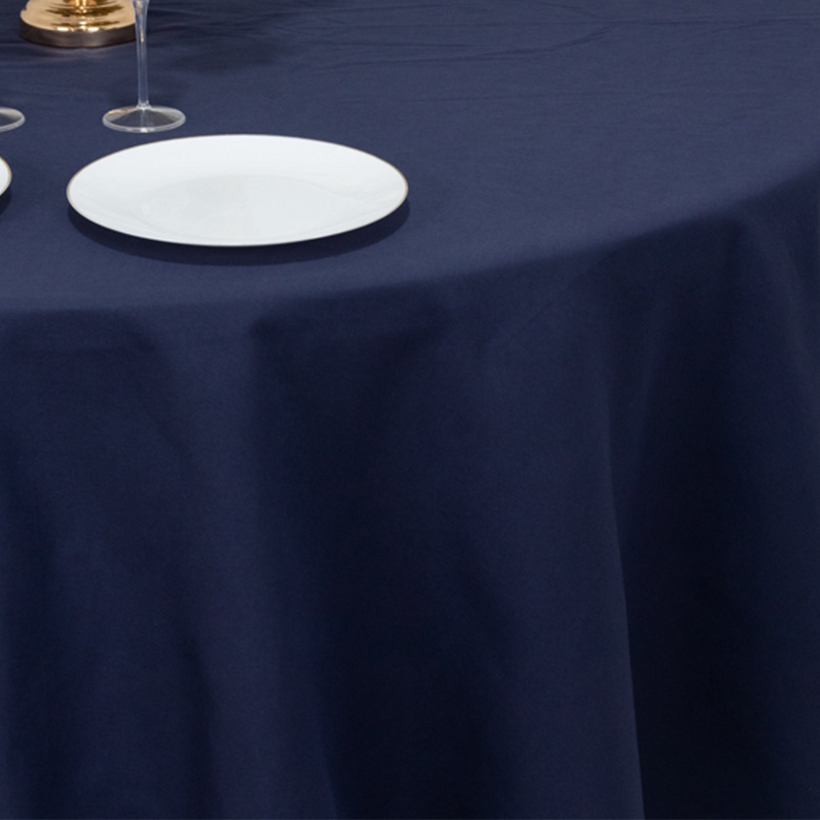 Navy Blue 108" Wrinkle-Resistant Cotton Blend Round Tablecloth - Perfect for Events